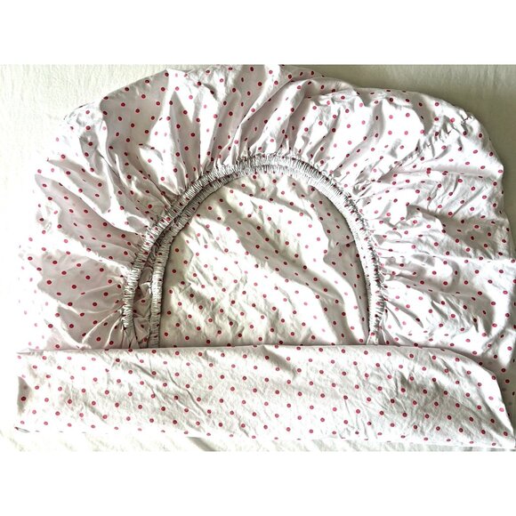Pottery Barn Kids Crib Toddler Fitted Sheet Pink Polka Dot 100% Organic Cotton - Picture 8 of 8